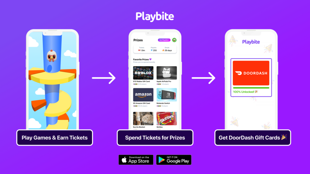 Win DoorDash gift cards for playing fun games on Playbite